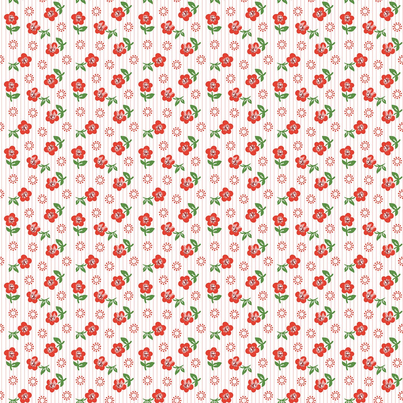Fabric Poppie Cotton Red Sugar Petals Flower Market by the Quarter Yard FM25415